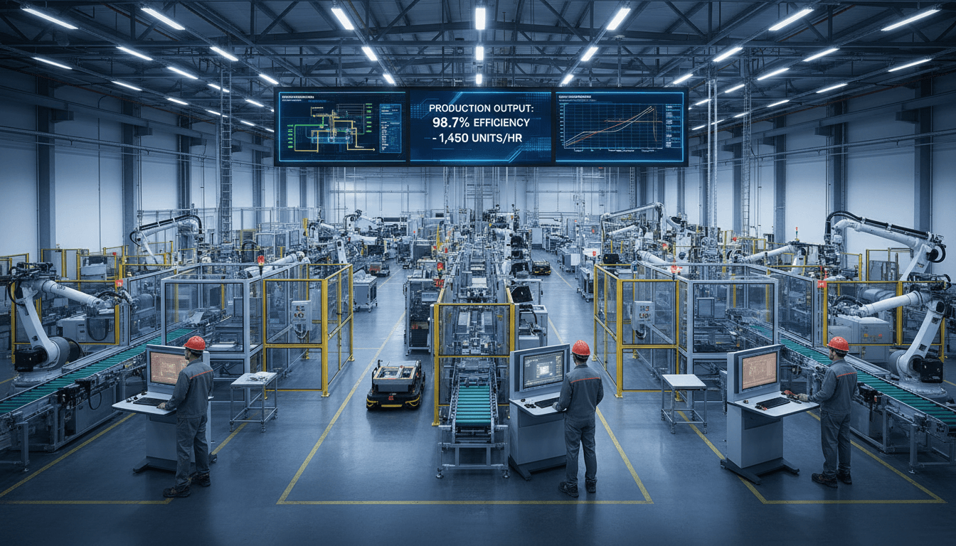Industrial control system with programmable logic controllers in a modern factory
